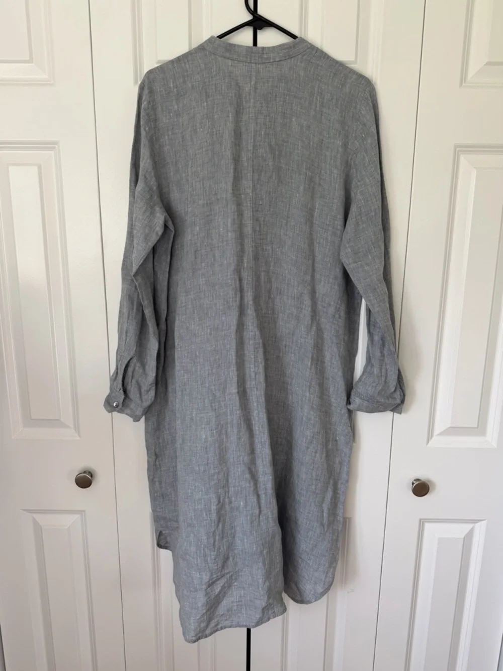 Eileen Fisher Mandarin Collar Organic Linen Shirt Dress - Picture 4 of 6